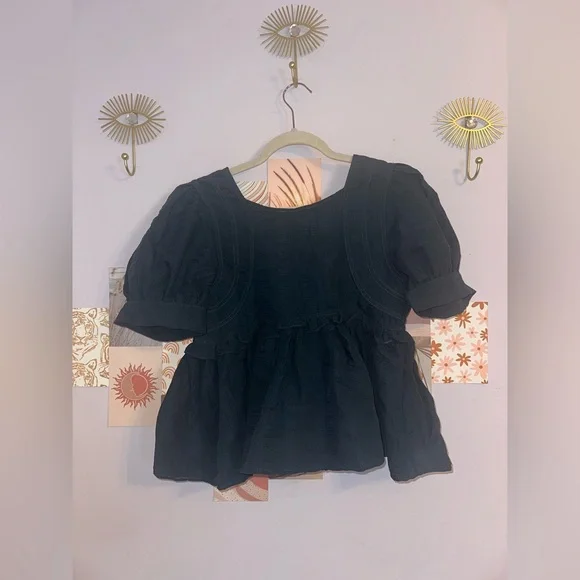 NWT Entro Teal Blouse with Puff Sleeves - Picture 6 of 6